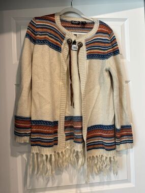 WRANGLER RETRO Aztec Western Shawl Throw Sweater Women's S Small Striped Tribal